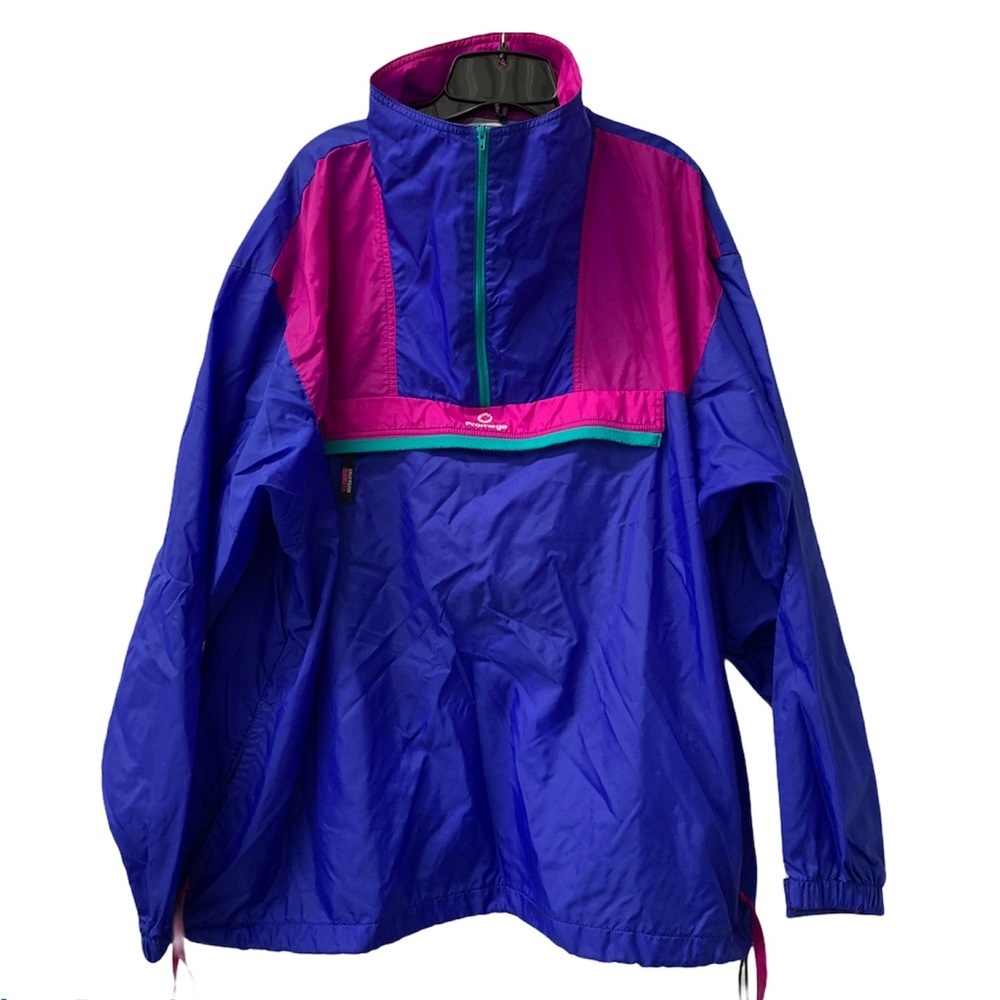 Vintage 80s neon colorblock windbreaker large